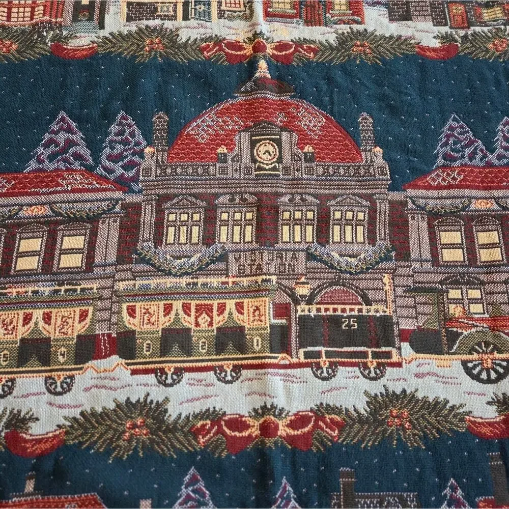 Department 56 Dickens Village Cotton Tapestry Throw Blanket Christmas Village